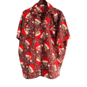 VHO Christmas Santa Shirt Men’s XXL Red Holiday Button-Up Short Sleeve